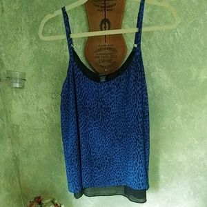 Blue and black animal print tank top